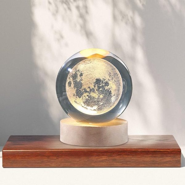 3d Galaxy Solar System Crystal Ball Night Light With Wooden Base For Boys And Girls (random Designs)