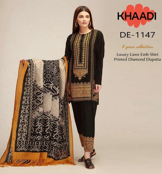 Khaadi Stylish Printed Lawn Suit - 3 Pcs Set