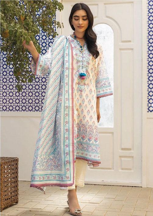 3 Pcs Women's Unstitched Lawn Printed Suit