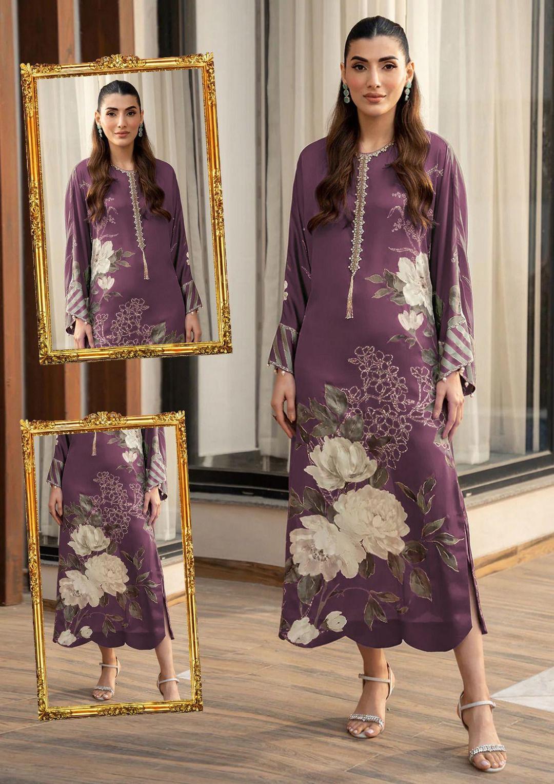 3 Pcs Women's Unstitched Shamoz Silk Digital Print Suit