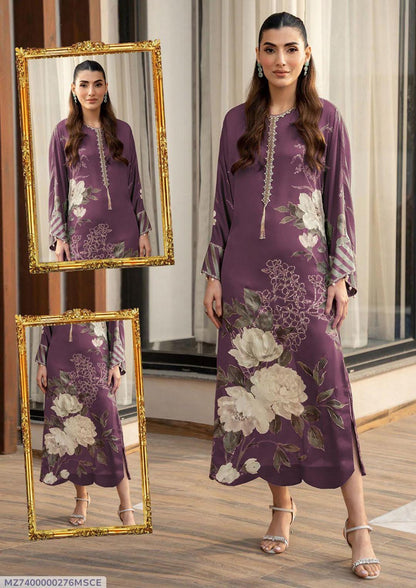 3 Pcs Women's Unstitched Shamoz Silk Digital Print Suit