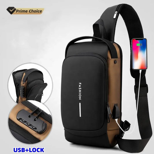 Men Anti Theft Chest Bag Shoulder Usb Charging Crossbody Package School Short Trip Messengers Gym Men’s Sling Sports (random Color)