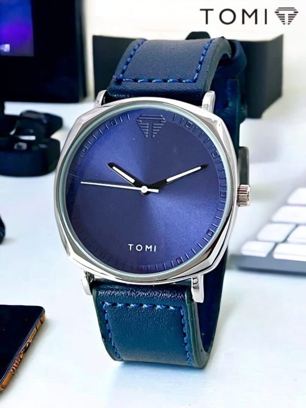 Tomi Watch |Aa1 Quartz Swiss Tomi Made Stylish Watch For Boys And Girls, Leather Strap ,(silver Dial )with Box