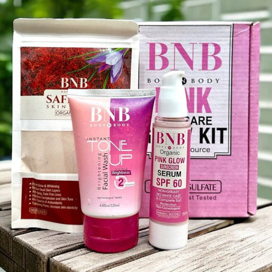 Bnb Pink Glow Kit ( Toneup Facewash + Saffron Mask + Pink Glow Sunscreen)