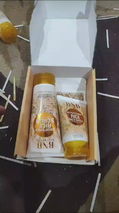 Bnb-rice Extract Brightening Skincare Kit | Face Wash, Scrub & Mask